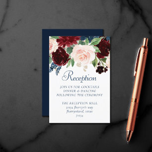 Boho Blooms Rustic Navy and Burgundy Garland Enclosure Card
