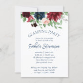 Boho Blooms | Rustic Navy and Burgundy Glamping Invitation (Front)