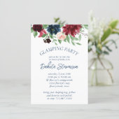 Boho Blooms | Rustic Navy and Burgundy Glamping Invitation (Standing Front)