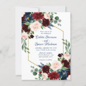 Boho Blooms | Rustic Navy and Burgundy Seat Chart Invitation (Front)