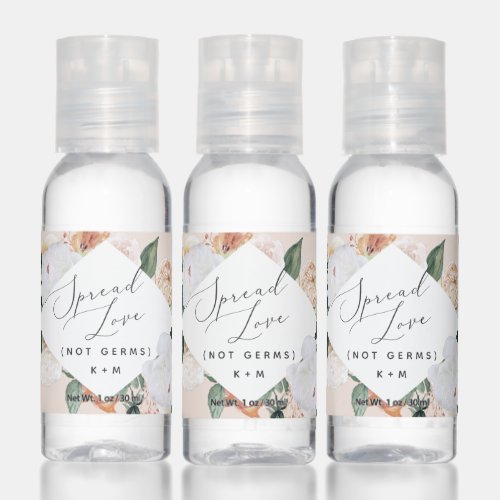 Boho Blooms Spread Love Not Germs Wedding Hand Sanitizer