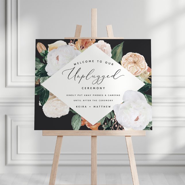 Boho Blooms Unplugged Wedding Ceremony Sign (Creator Uploaded)