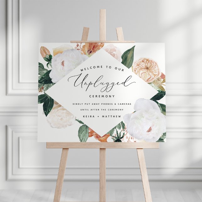 Boho Blooms Unplugged Wedding Ceremony Sign (Creator Uploaded)
