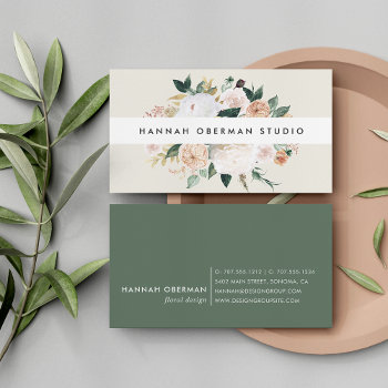 Boho Blooms Watercolor Floral Business Card by RedwoodAndVine at Zazzle