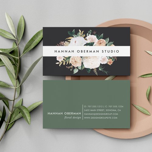 Boho Blooms Watercolor Floral Business Card