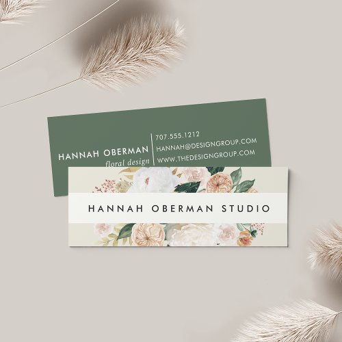 Boho Blooms Watercolor Floral Mini Business Card