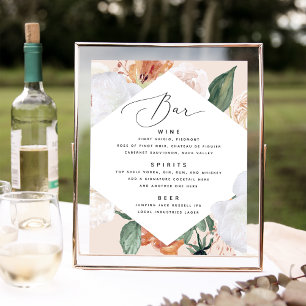 Boho Blooms Wedding Bar Menu Sign