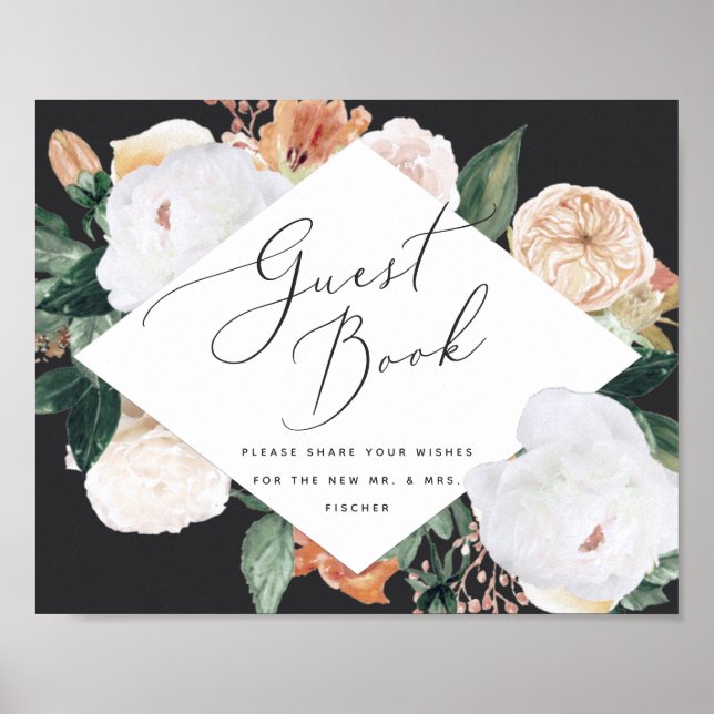 Boho Blooms Wedding Guestbook Sign (Front)