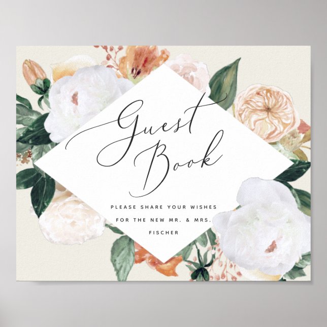 Boho Blooms Wedding Guestbook Sign (Front)