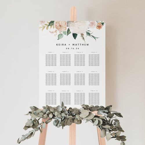 Boho Blooms Wedding or Event Seating Chart Foam Board