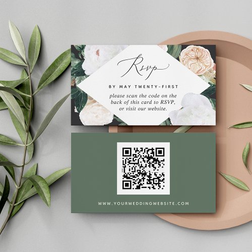 Boho Blooms Wedding QR Code RSVP Card