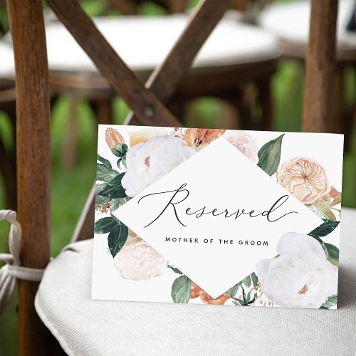 Boho Blooms Wedding Reserved Seating Card