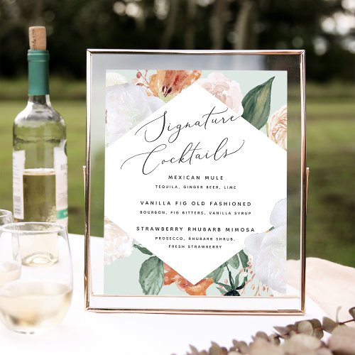 Boho Blooms Wedding Signature Cocktail Menu Sign