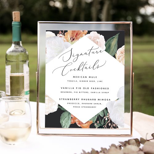 Boho Blooms Wedding Signature Cocktail Menu Sign