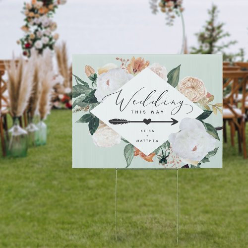 Boho Blooms Wedding This Way  Directional Sign