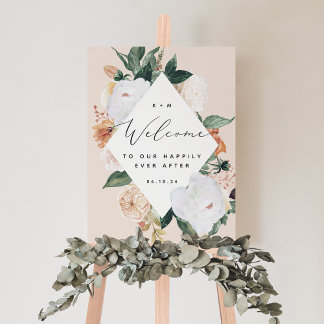 Boho Blooms Wedding Welcome Foam Board Sign