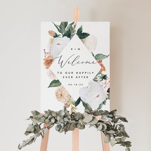 Boho Blooms Wedding Welcome Foam Board Sign