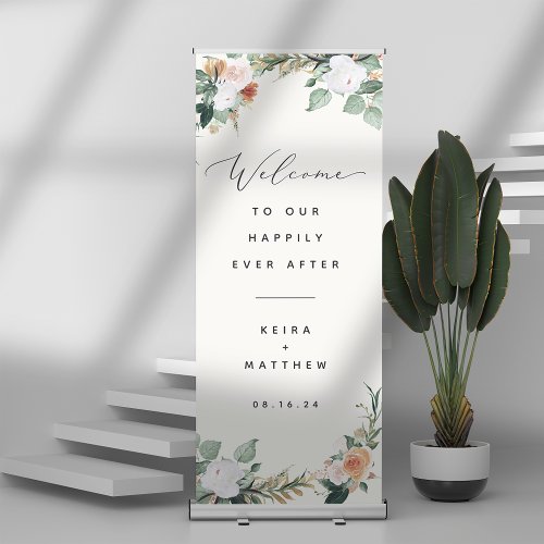 Boho Blooms Wedding Welcome Retractable Banner