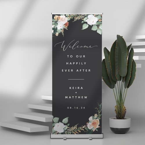 Boho Blooms Wedding Welcome Retractable Banner