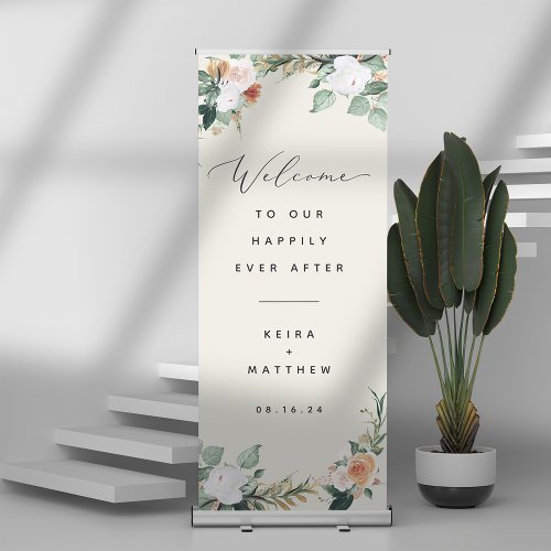 Boho Blooms Wedding Welcome Retractable Banner