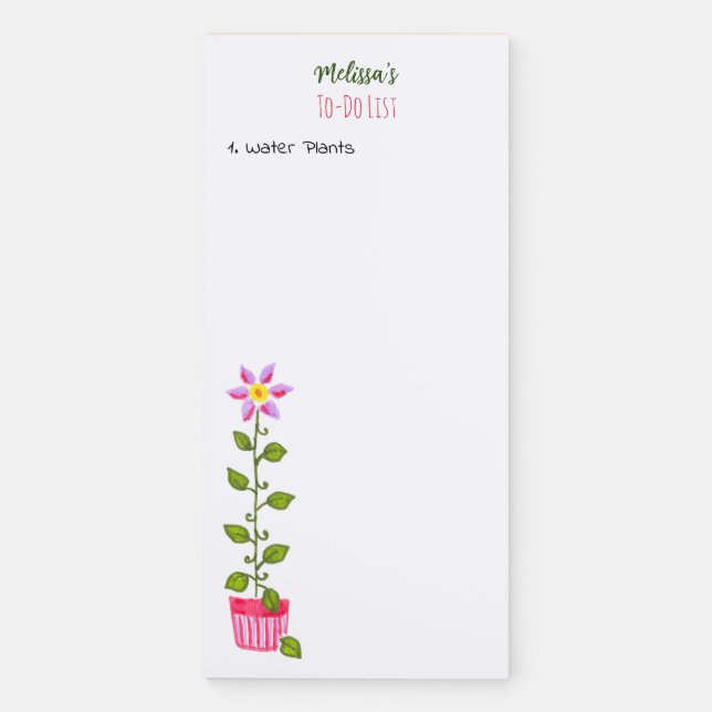 Boho Blossoms Floral Gardener's To-Do List Magnetic Notepad (Front)