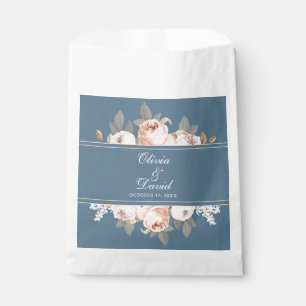 Boho Blue and Blush Peonies Wedding Favor Bag