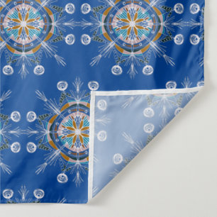 Boho Blue and Brown Hand Drawn Mandala Art Tapestry