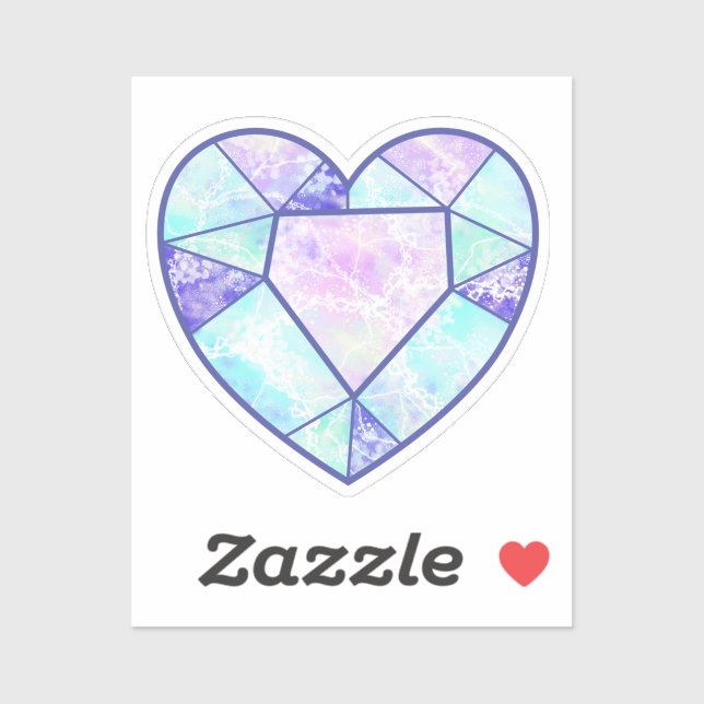 Boho Blue and Pink Heart Diamond Sticker (Sheet)