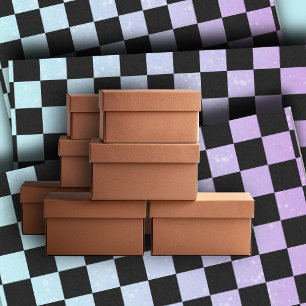 Boho Blue and purple checked Tissue Paper