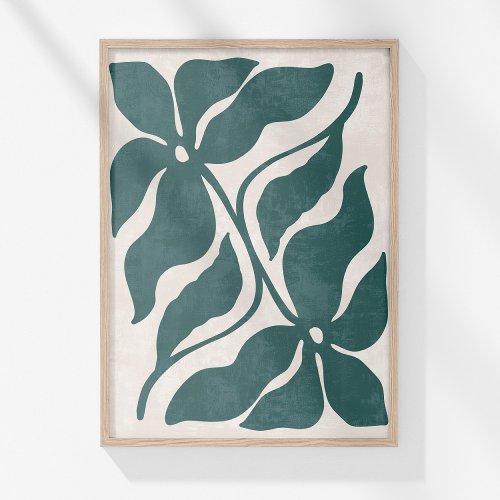 Boho Blue and White Abstract Floral Wall Art