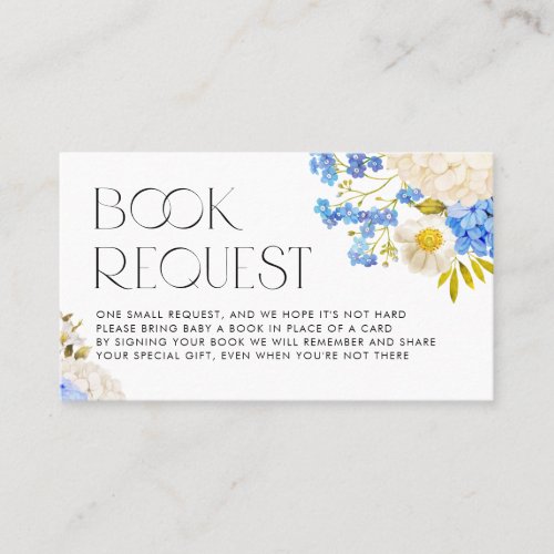 Boho Blue and White Hydrangeas Book Request Card