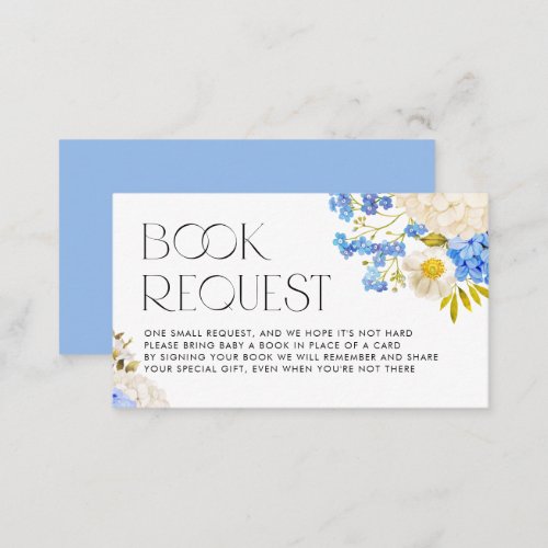Boho Blue and White Hydrangeas Book Request Enclosure Card