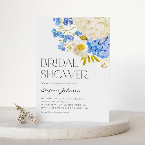Boho Blue and White Hydrangeas Bridal Shower