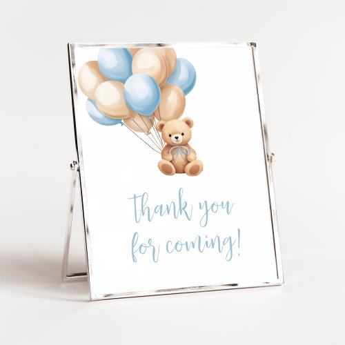 Boho Blue Balloon Bear Thank you for Coming Poster