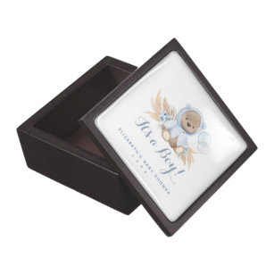 Boho Blue Bear Magnetic Wooden Gift Box