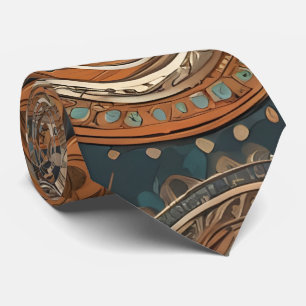 Boho Blue Brown Combo Eclectic Style Neck Tie
