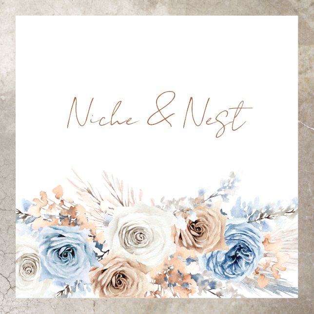 Boho Blue Business Company Name Design Floor Decals (Insitu)