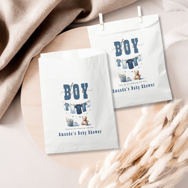Boho Blue Clothesline Sweet Its a Boy Baby Shower Favor Bag (Creator Uploaded)