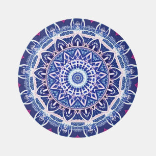 Boho Blue Cool 5' Round' Outdoor Area Rug