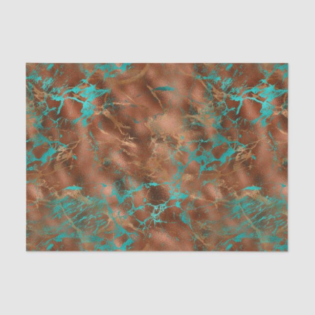 Boho Blue Copper Patina Tissue Paper (Front)