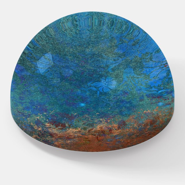 Boho Blue Copper Rustic Paperweight (Angled)