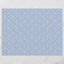 Boho Blue Delicate Shells Scrapbook Paper