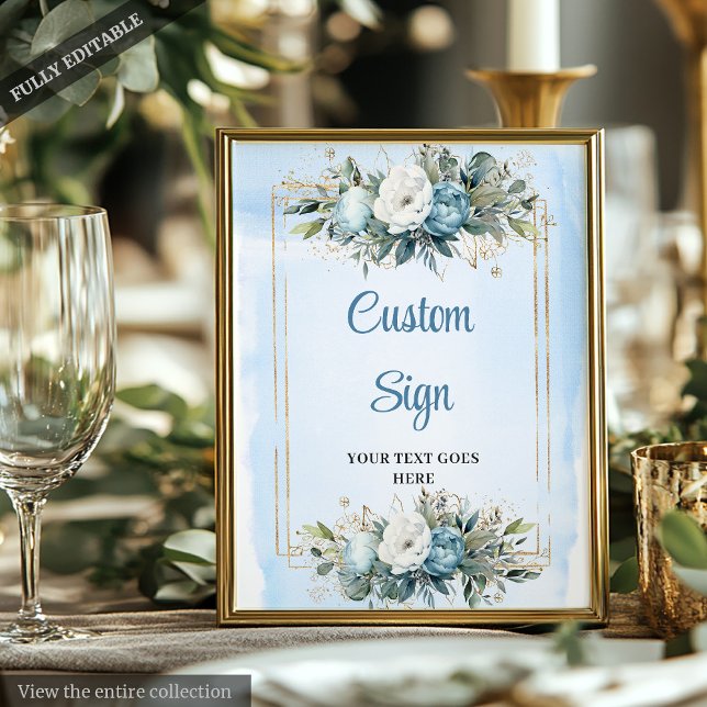 Boho Blue Eucalyptus Gold Frame DIY Wedding Sign (Boho Blue Eucalyptus Gold Frame DIY Wedding Sign

)
