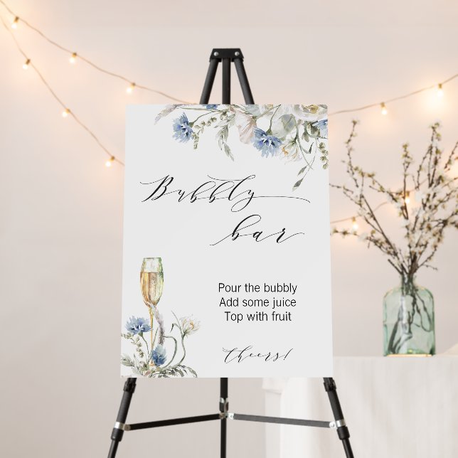 Boho Blue Floral Bubbly Bar Foam Boards (In Situ (Stand))