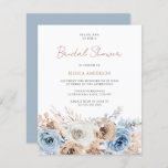 Boho Blue Floral Budget Bridal Shower Invitation<br><div class="desc">Boho Blue Floral Budget Bridal Shower Invitation</div>