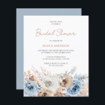 Boho Blue Floral Budget Bridal Shower Invitation<br><div class="desc">Boho Blue Floral Budget Bridal Shower Invitation</div>