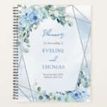 Boho blue floral eucalyptus and silver glitter planner<br><div class="desc">Indulge in the ethereal beauty of this boho blue floral eucalyptus and silver glitter planner, a captivating companion for your wedding festivities. Its captivating cover features an enchanting tapestry of lush blue florals, delicate eucalyptus leaves, and shimmering silver glitter that exudes an air of bohemian elegance. The intricate design effortlessly...</div>