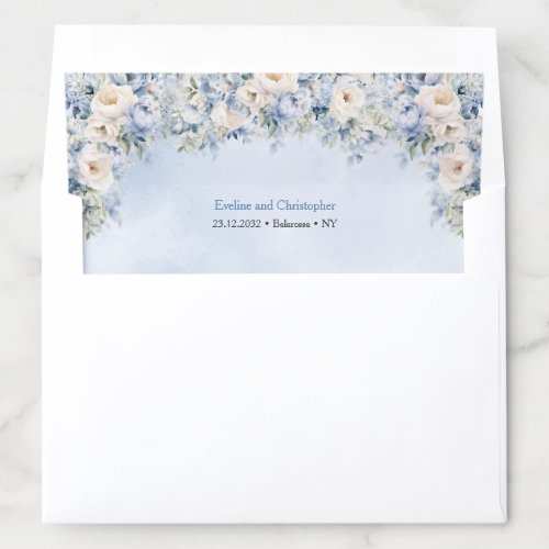 Boho blue floral sage eucalyptus and gold frame  envelope liner