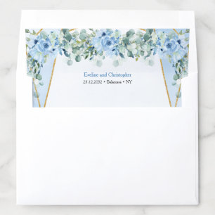 Boho blue floral sage eucalyptus and gold frame envelope liner