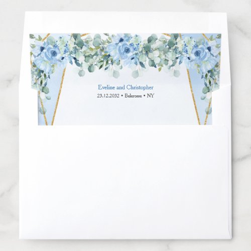 Boho blue floral sage eucalyptus and gold frame  envelope liner